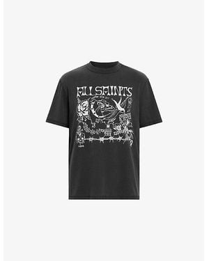AllSaints Chingford Branded-Print Cotton-Jersey T-Shirt - Black