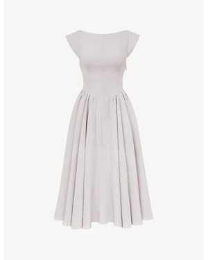 House Of Cb Debutante Cap-Sleeve Backless Satin Midi Dress - White