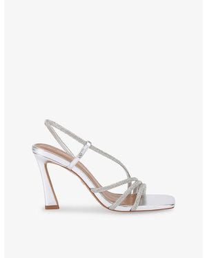 KG by Kurt Geiger Sweetie Rhinestone-Embellished Metallic Faux-Leather Heeled Sandals - White