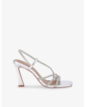 KG by Kurt Geiger Sweetie Rhinestone-Embellished Metallic Faux-Leather Heeled Sandals - White