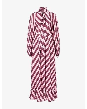 Sister Jane Menton Striped Woven Maxi Dress - Red
