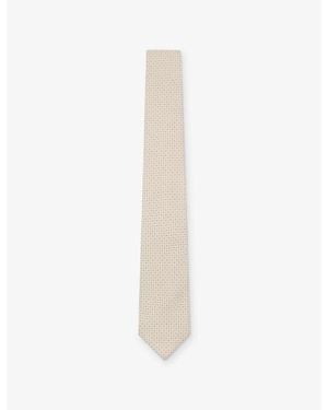 Reiss Ovale Micro-Dot Silk Tie - White