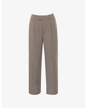 House Of Cb Hayden Checked Stretch-Woven Trousers - Grey