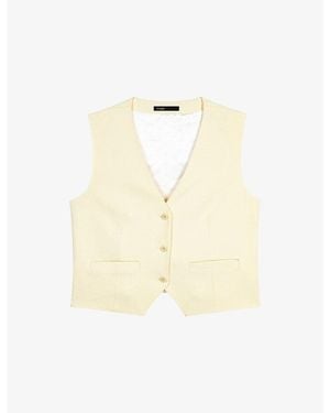 Maje Tailored V-Neck Stretch-Woven Waistcoat - Natural