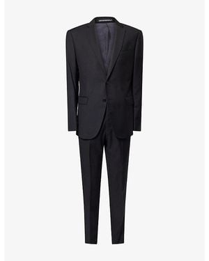 Emporio Armani Single-Breasted Notch-Lapel Wool Suit - Black