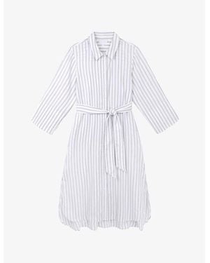 The White Company Striped Oversized-Fit Woven Midi Dress - White