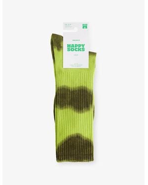 Happy Socks Tie-Dye Cotton-Blend Crew Socks - Green