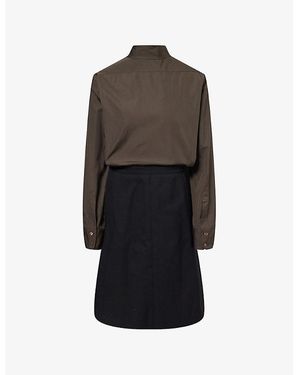 Maison Margiela Two-Tone Poplin And Wool Shirt Dress in