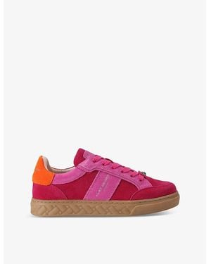 Kurt Geiger Kensington Logo-Print Suede Low-Top Trainers - Pink