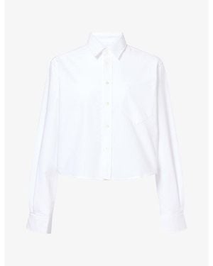 Ami Paris Logo-Embroidered Cropped Cotton Shirt - White