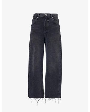Citizens of Humanity Ayla Raw-Hem Wide-Leg Jeans - Blue