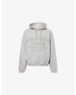 GYMSHARK Collegiate Relaxed-Fit Cotton-Jersey Hoodie - Grey