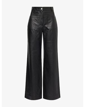 Victoria Beckham Alina Straight-Leg Leather Trousers - Black