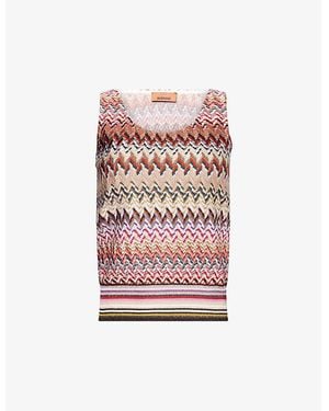 Missoni Chevron Scoop-Neck Knit Top - Pink
