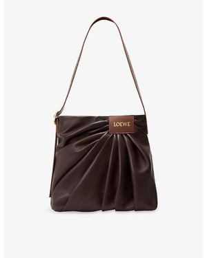 Loewe Draped Leather Tote Bag - Brown