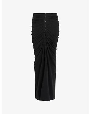 AllSaints Cadell Gathered Slim-Fit Stretch-Woven Maxi Skirt - Black