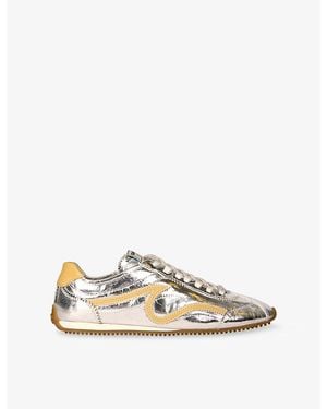 Sandro Metallic Leather Sneakers - White