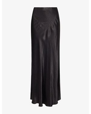 Rails Romina Bias-Cut Satin Maxi Skirt - Black