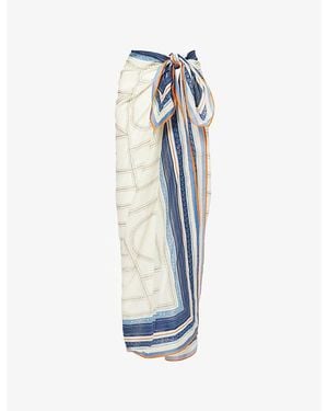 TOTEME Collector Monogram Cotton-Blend Sarong - Blue