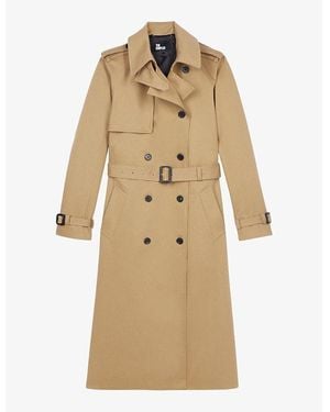 The Kooples Double-Breasted Long Cotton Trench Coat - Natural