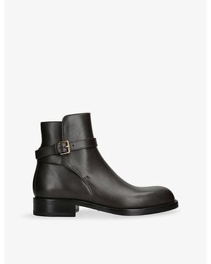 The Row Nobilis Buckle Leather Ankle Boots - Black