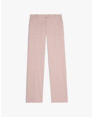 The Kooples Wide-Leg Mid-Rise Cotton Trousers - Pink