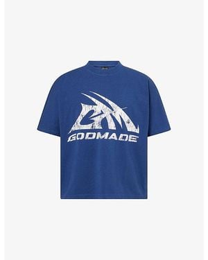 GODMADE Logo-Print Oversized Cotton T-Shirt - Blue