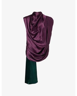 ROKSANDA Vesper Draped Silk Top - Purple