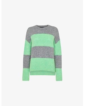 Whistles Stripe-Knit Alpaca Wool-Blend Jumper - Green