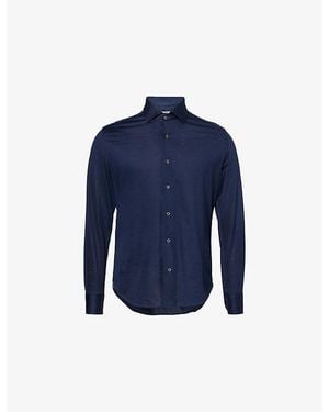Corneliani Regular-Fit Classic-Collar Cotton-Jersey Shirt - Blue