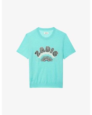 Zadig & Voltaire Idal Short-Sleeve Cashmere Jumper - Blue