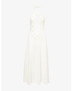 Amy Lynn Liliana Halterneck Knitted Midi Dress - White