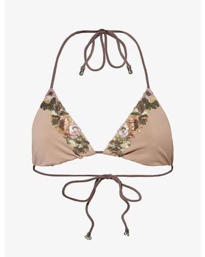 Jaded London Dalya Sequin Triangle Bikini Top - White