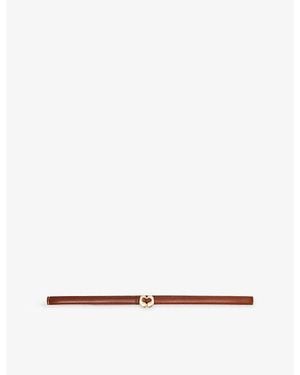 Maje Logo-Buckle Leather Belt - White