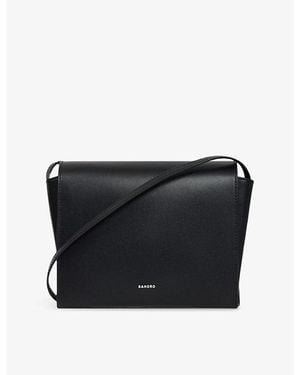 Sandro Logo Small Leather Shoulder Bag - Black
