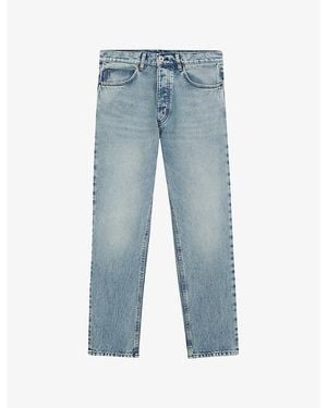 HUGO Faded Tapered-Leg Stretch-Denim Jeans - Blue