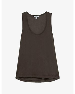 Reiss Ruby Scoop-Neck Satin Vest Top - Brown