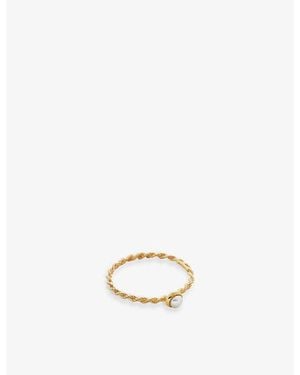 Monica Vinader Corda Skinny Recycled 18Ct-Plated Vermeil Sterling And Pearl Ring - White