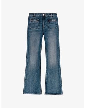 Maje Faded Boot-Cut Mid-Rise Stretch-Denim Jeans - Blue