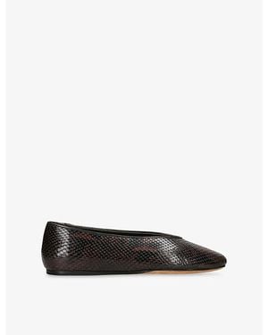 Le Monde Beryl Classic Regency Leather Ballet Flats - Black