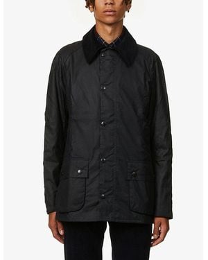 Barbour Ashby Corduroy-Trimmed Waxed Cotton Jacket - Black