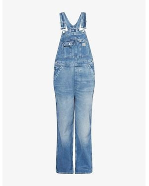 Polo Ralph Lauren Multi-Pockets Wide-Leg Denim-Blend Dungarees - Blue