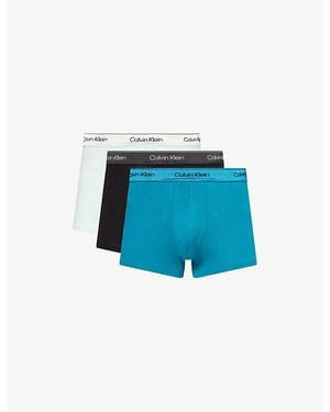Calvin Klein Icon Pack Of Three Stretch-Cotton Trunks - Blue