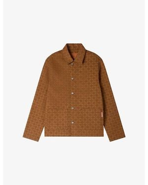 Sandro Collared Square-Cross Denim Jacket - Brown