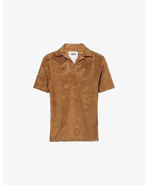 Oas Devore Pattern Cotton-Blend Polo Shirt - Brown