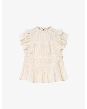 AllSaints Harriet Ruched Woven Top - Natural