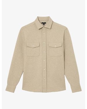Reiss Mcshane Patch-Pocket Wool-Blend Shirt - Natural