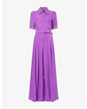 ME+EM Very Wide-Leg Cotton-Blend Jumpsuit - Purple