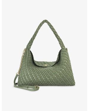 Dune Deliberate Large Woven Faux-Leather Shoulder Bag - Green