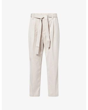 The Couture Club Belted Barrel-Leg Woven Trousers - Natural
